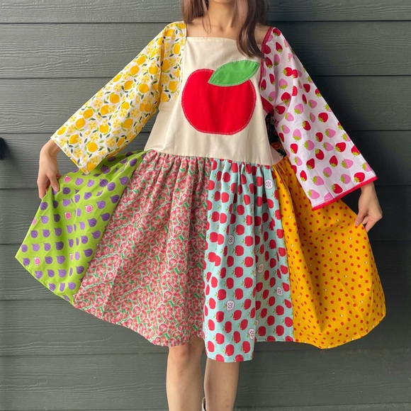 Handmade Fruit Paradise Flavorful Print Bandana Dress | SKU 11161 Apple - Picture 16 of 16